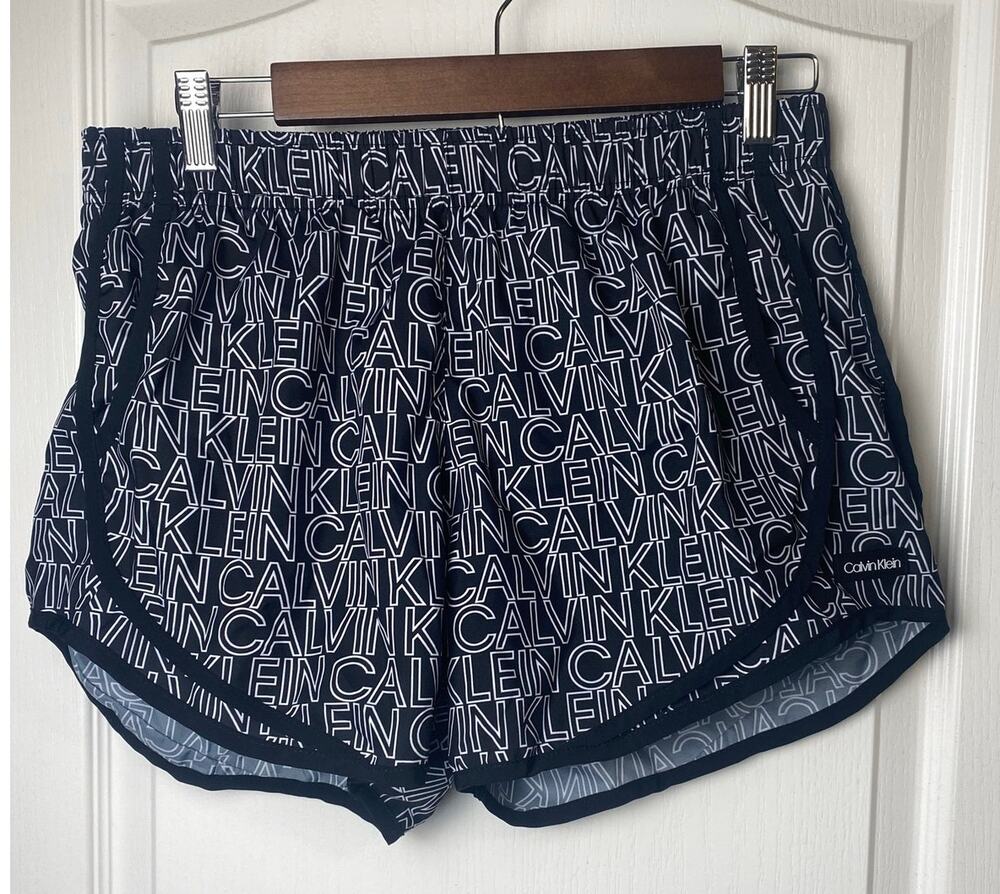 Calvin Klein Black Logo Printed Athletic Running Shorts Women's Size Medium